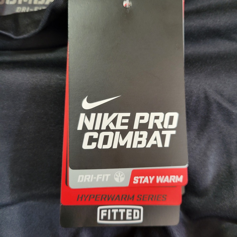 Nike Pro Combat Hyperwarm Dri-Fit Mock Neck Shirt Gray Mens XL Fitted - Picture 4 of 10